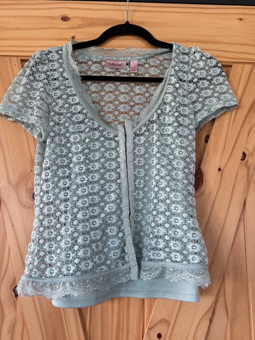 Mellisa Sweet Mint Lace Scoop Neck Blouse